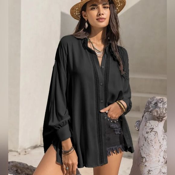 Black Lace Affair Button Shirt - Picture 5 of 8